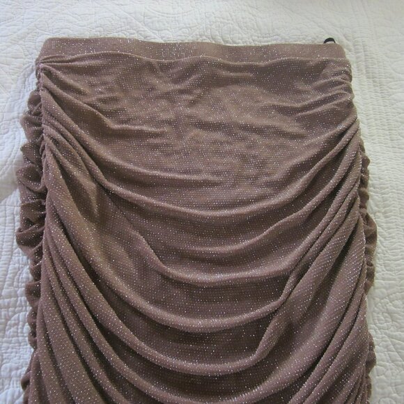 JLuxLabel Dress XL Celestina Brown/Silver Midi Ruched Bodycon Mesh - Picture 4 of 8